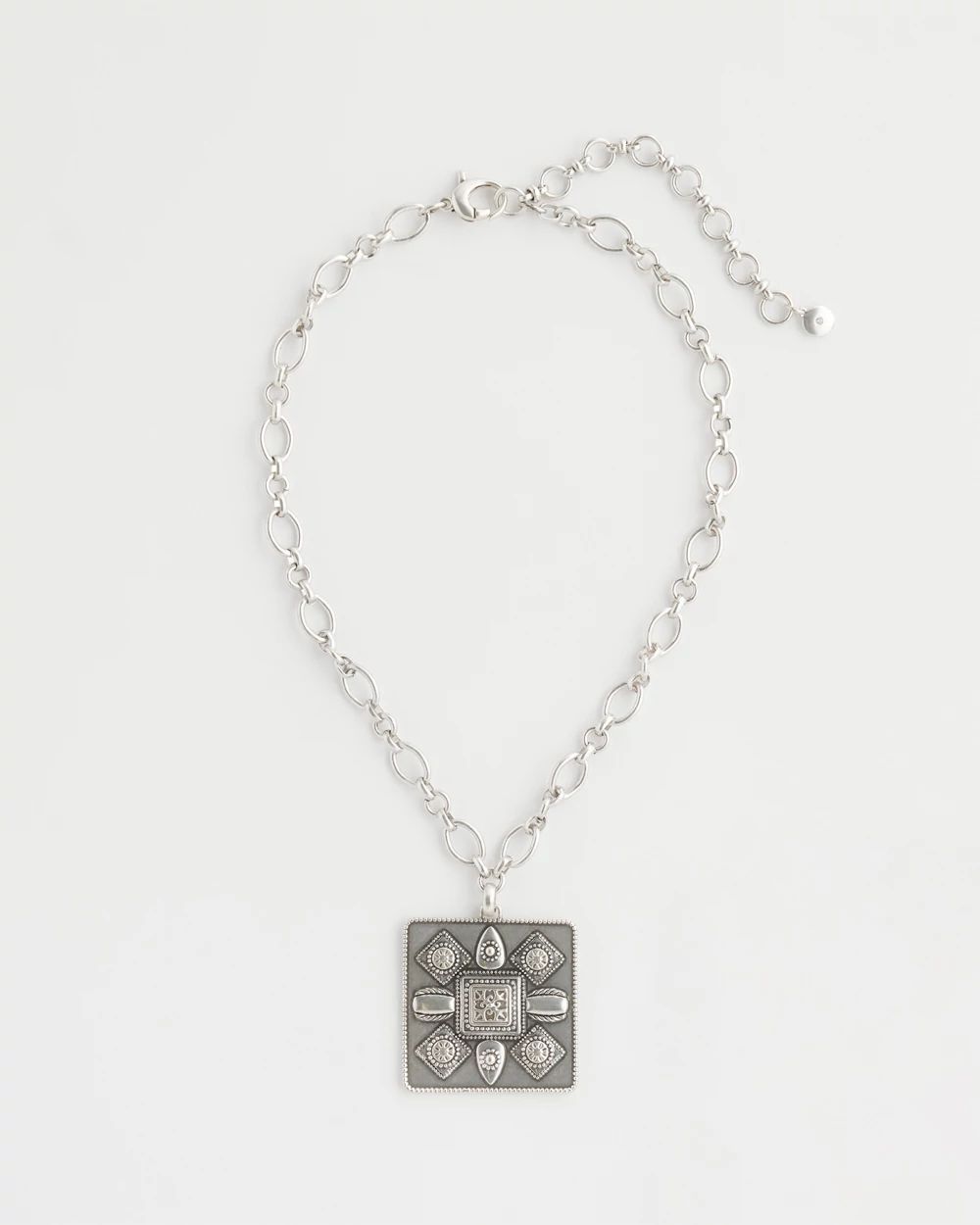 Silver Tone Square Pendant Necklace | Chico's